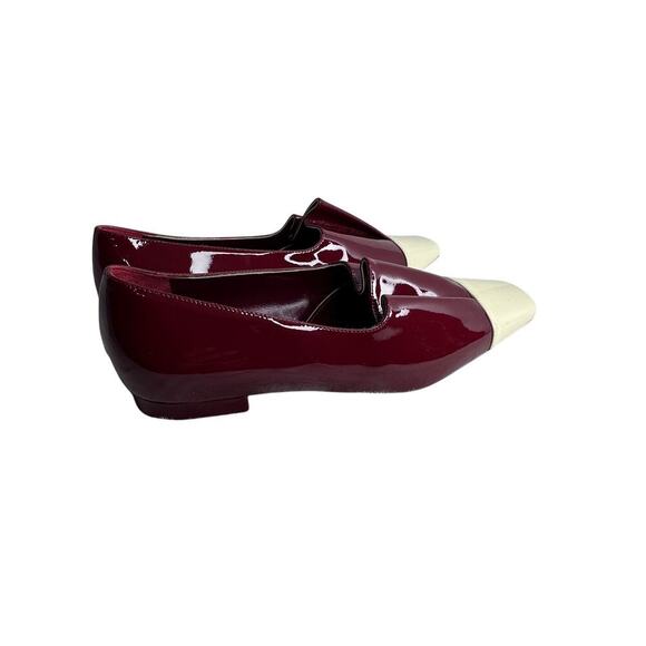 L'AUTRE CHOSE Red and Ivory Patent Leather Women's Loafers Size UE 37 Pleaded - Picture 6 of 13